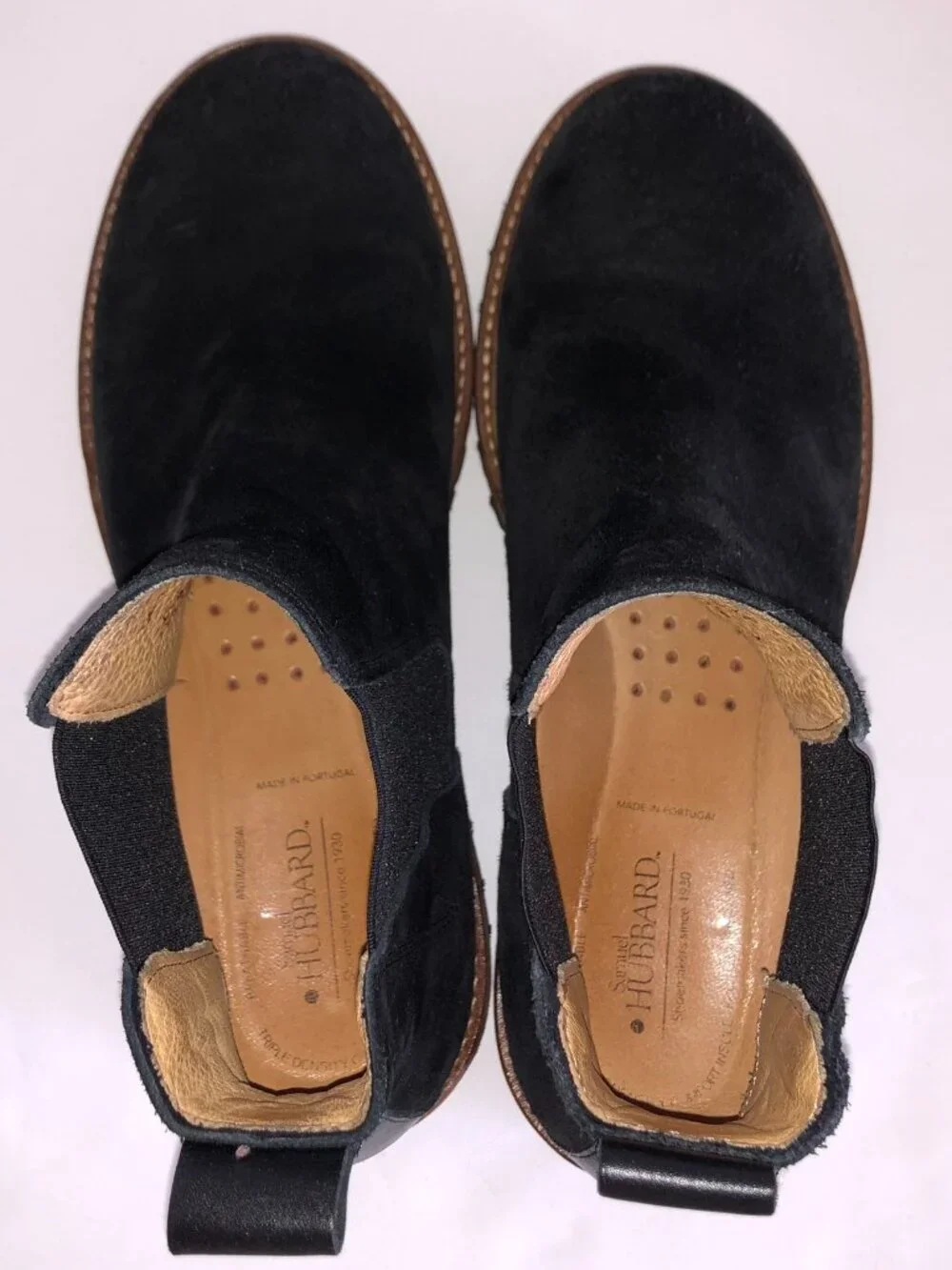 Samuel Hubbard Black Suede Chelsea Boots Leather Lining Pull on Portugal US 7